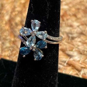 Topaz and diamond ring/sterling silver